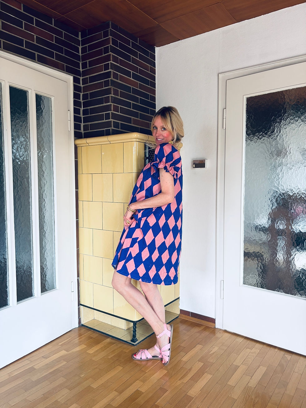 Miniaturbild: Rüschenkleid LULA "HARLEKIN"altrosa purpleblue