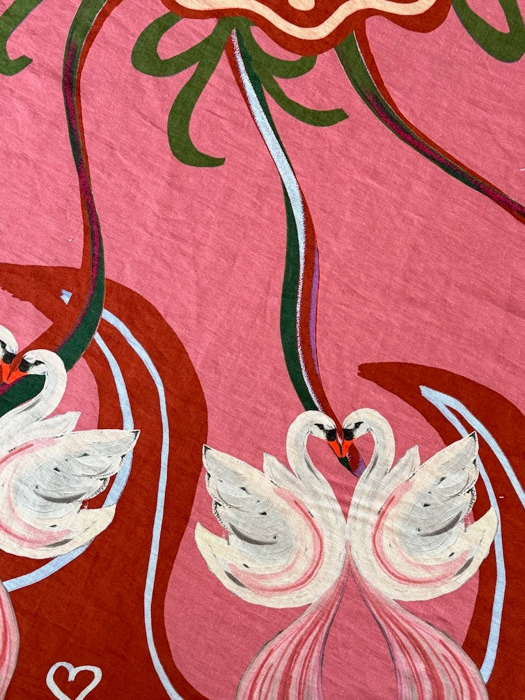 Miniaturbild: Nähpaket/Set "SWAN ROSA BRAUN" für Decke/Rock DIY zum selber nähen