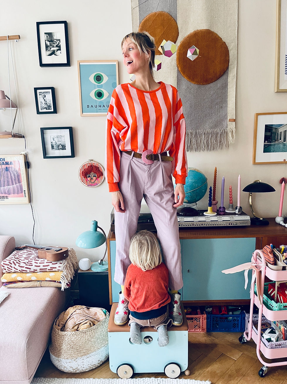 Miniaturbild: Sweet Sweater "DISCO STRIPES"  rosa rot