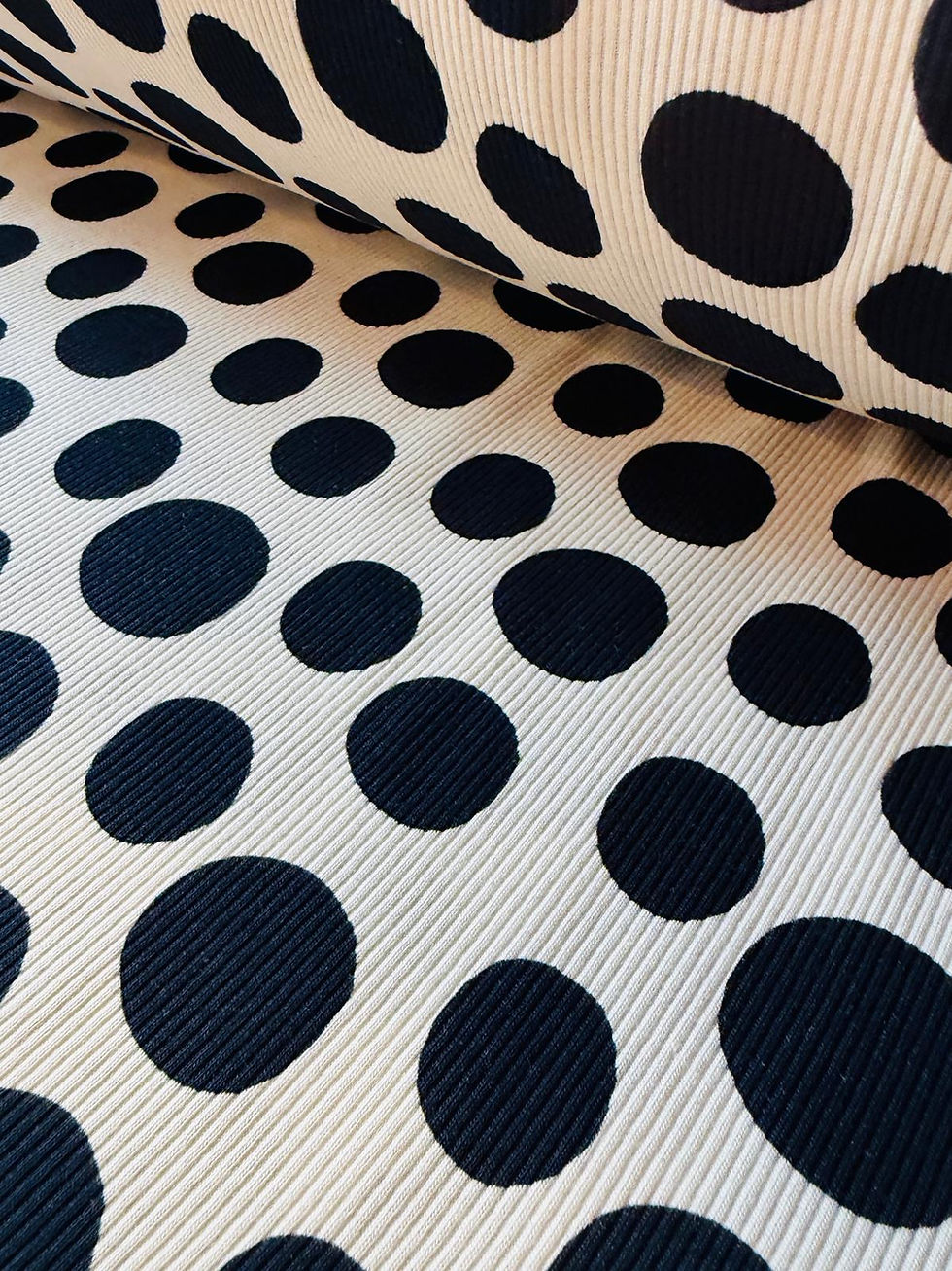 Miniaturbild: Meterware Rippjersey "DALMARTINI" schwarz creme