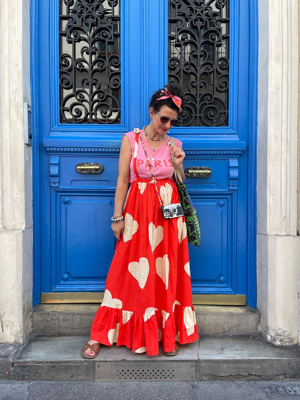 Miniaturbild: TWO IN ONE Kleid/ Rock BILBAO "HUG IT OUT ROT" rot creme mit Trägern