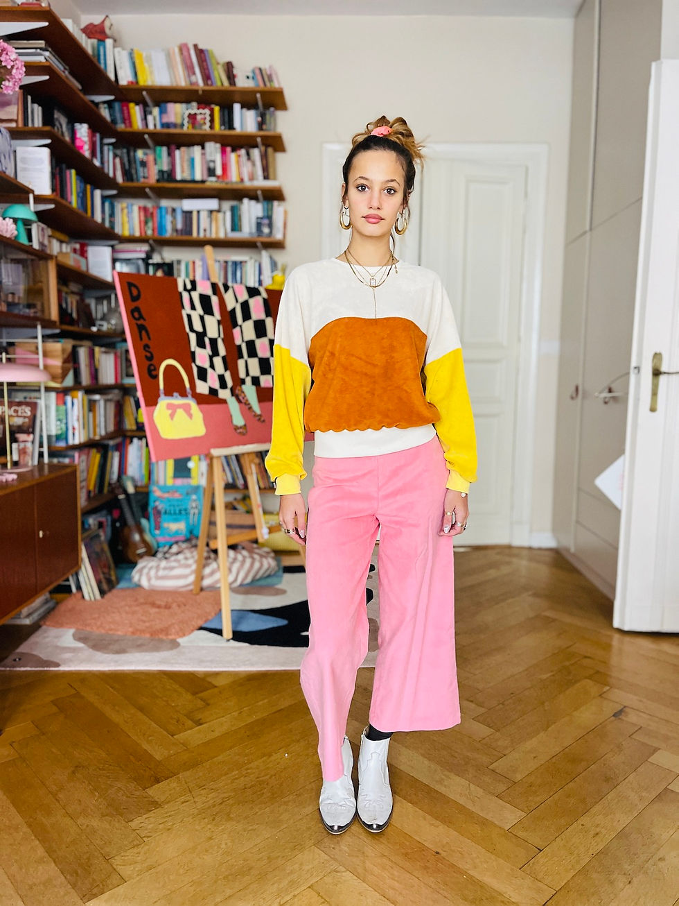 Thumbnail: Sweet Sweater Colour Blocking CREME GELB ROST Frottee Colourbloc