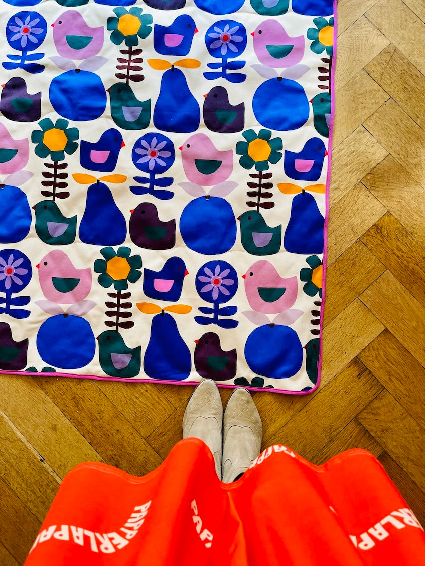 Miniaturbild: !Tagesdecke mit Steppstoff "APPLES AND PEARS" blau