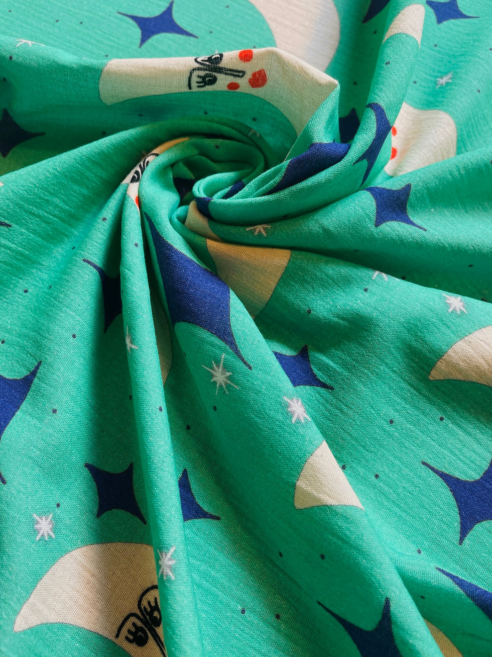 Miniaturbild: Baumwoll Musselin  "MISS MOON" Double layer emerald