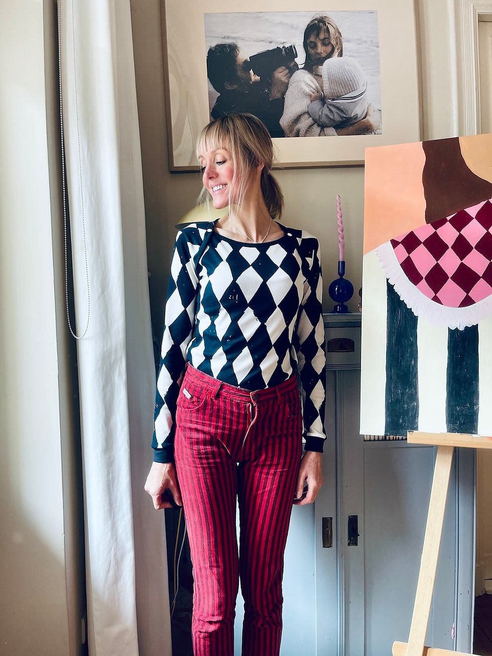 Miniaturbild: DIY Nähpaket Sporty "HARLEKIN" schwarz creme