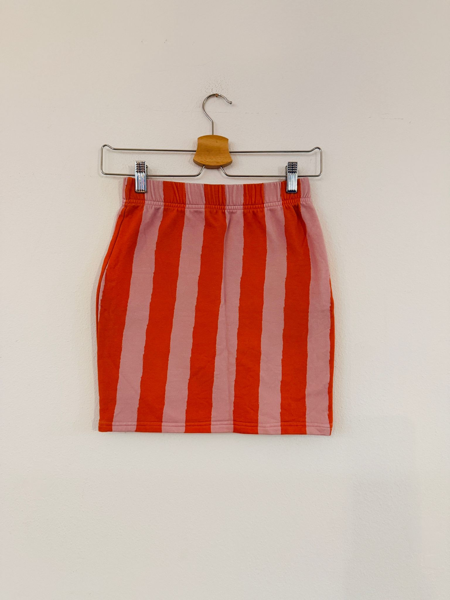 Pre Loved Neu Gr 36 Minirock Disco Stripes rosa rot