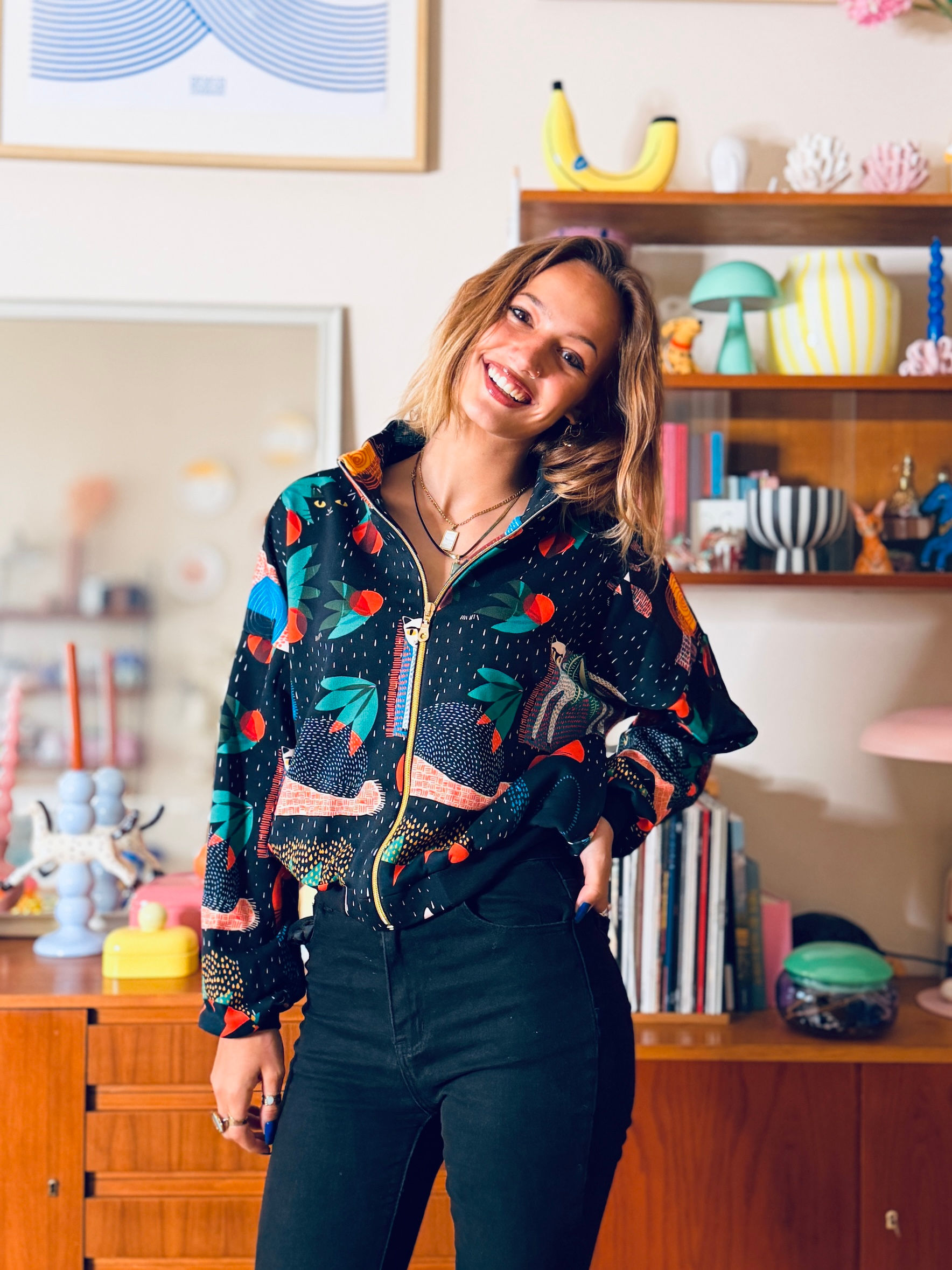 Lässige Joggerjacke Roxy "HEIDI THE CAT" schwarz bunt