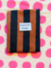 Stoffrest 0.65m x 1.60m Canvas DISCO STRIPES schwarz braun