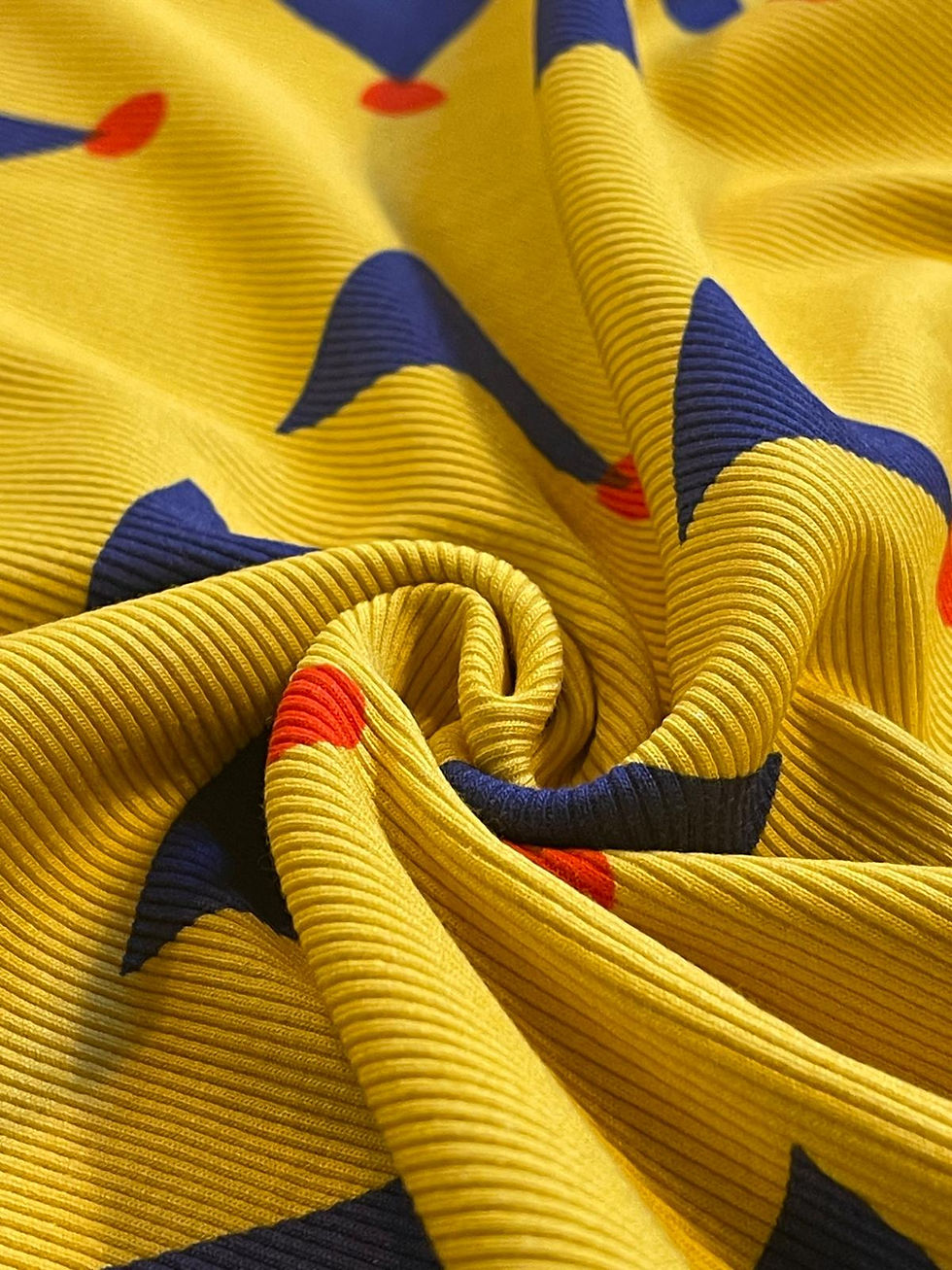 Miniaturbild: !Meterware Rippjersey "LETS PARTY" gelb