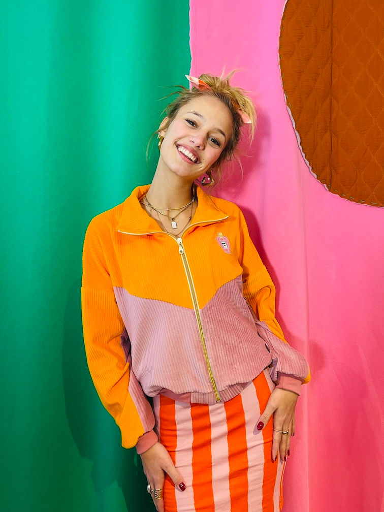 Miniaturbild: Lässige Joggerjacke Roxy aus Cordnicky "MAUVE TANGERINE " Colourblocking