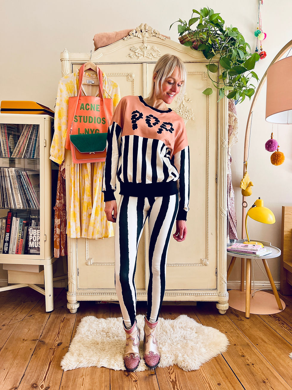 Miniaturbild: Sweet Sweater "POPCORN" terracotta rosa schwarz creme Colourblocking