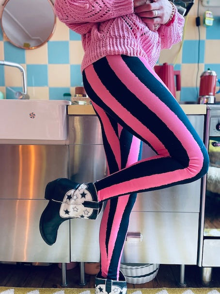 Leggings "DISCO STRIPES" schwarz pink