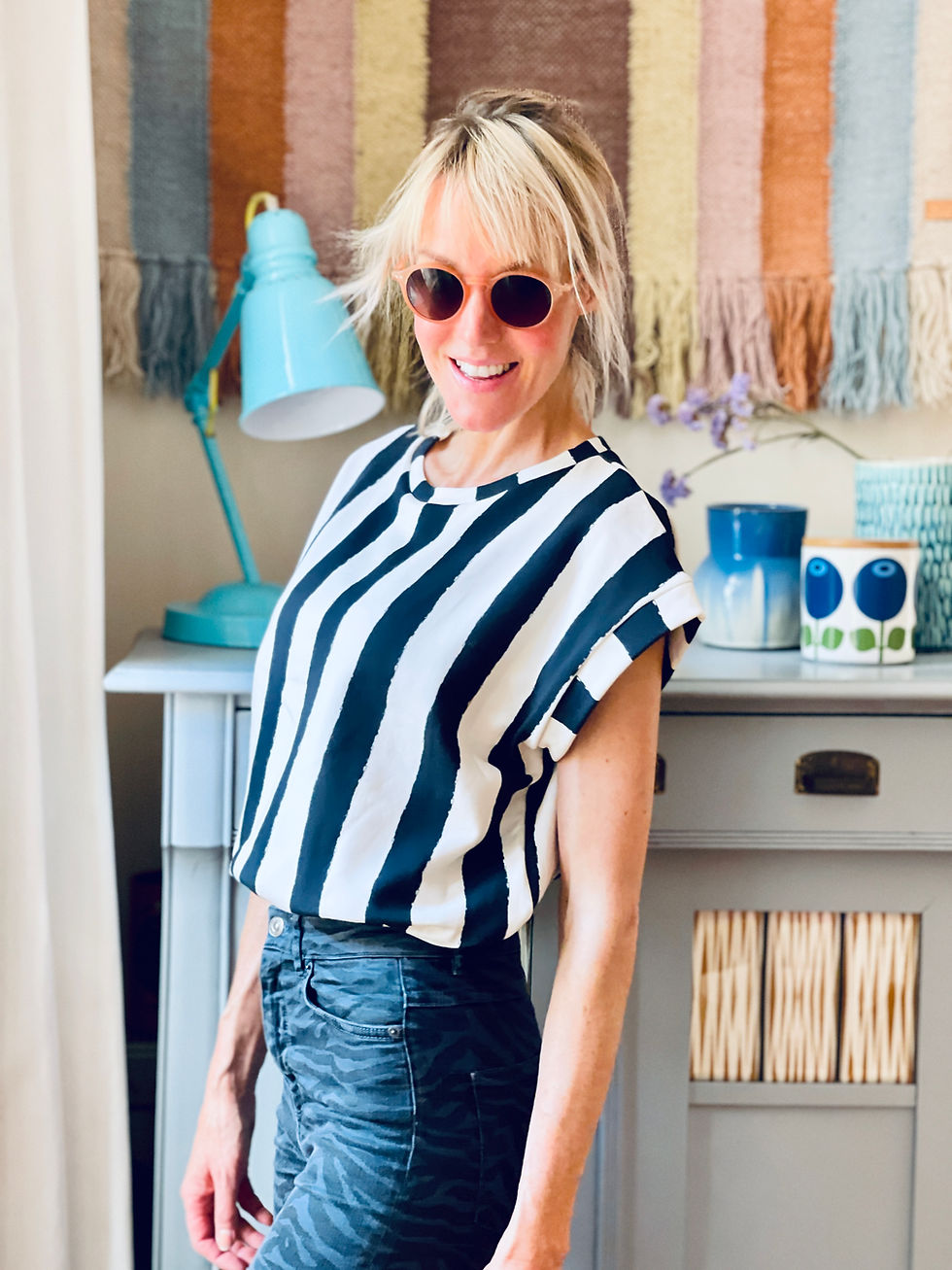 Miniaturbild: Rollercoaster aus Baumwolljersey  "DISCO STRIPES" black & white