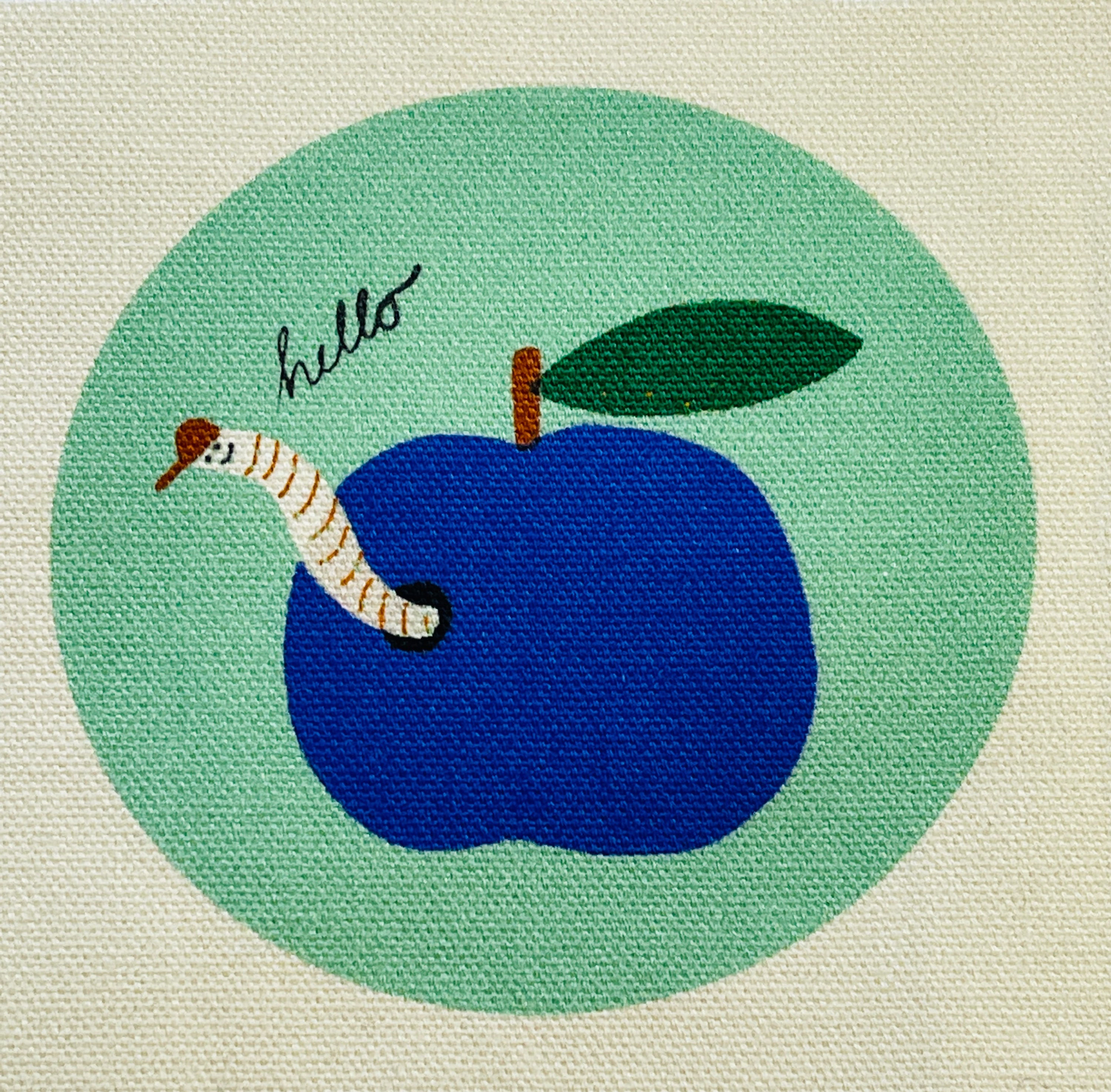 CANVAS PATCH "AN APPLE A DAY pool"  Aufnäher Upcycling mit Bügelfolie