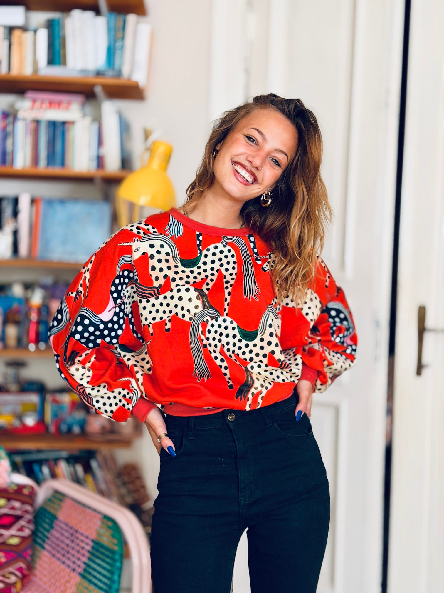 Kimono Sweater "MORE UNICORNS" rostrot