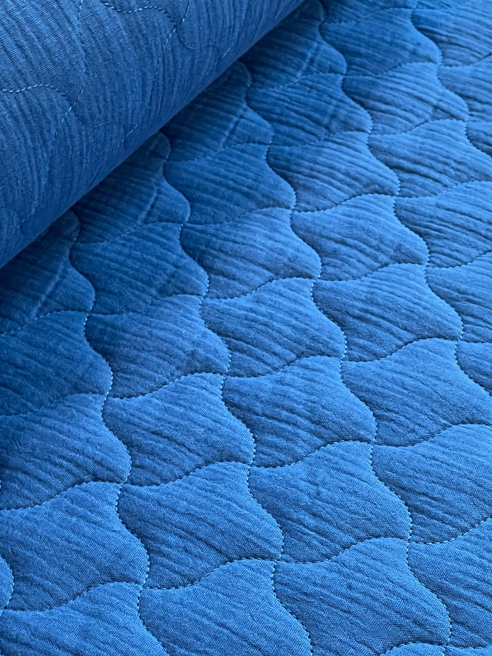 Miniaturbild: Steppstoff Meterware PERFECT BLUE Double Gauze Quilt wattierter Stoff