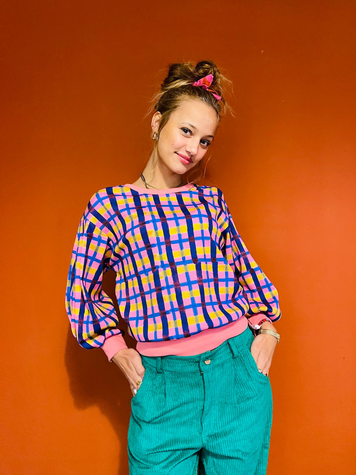 JODY Sweater aus Rippjersey "VALENTINE " rosa blau gelb