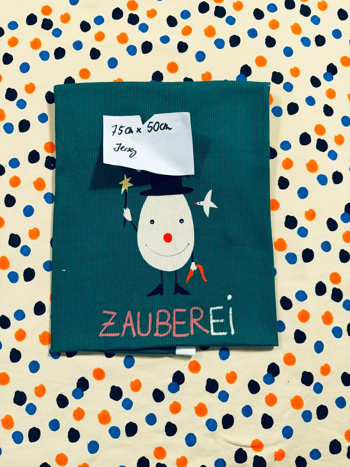 Stoffrest 0.75m x 0.50m Baumwolljersey ZAUBEREI petrol