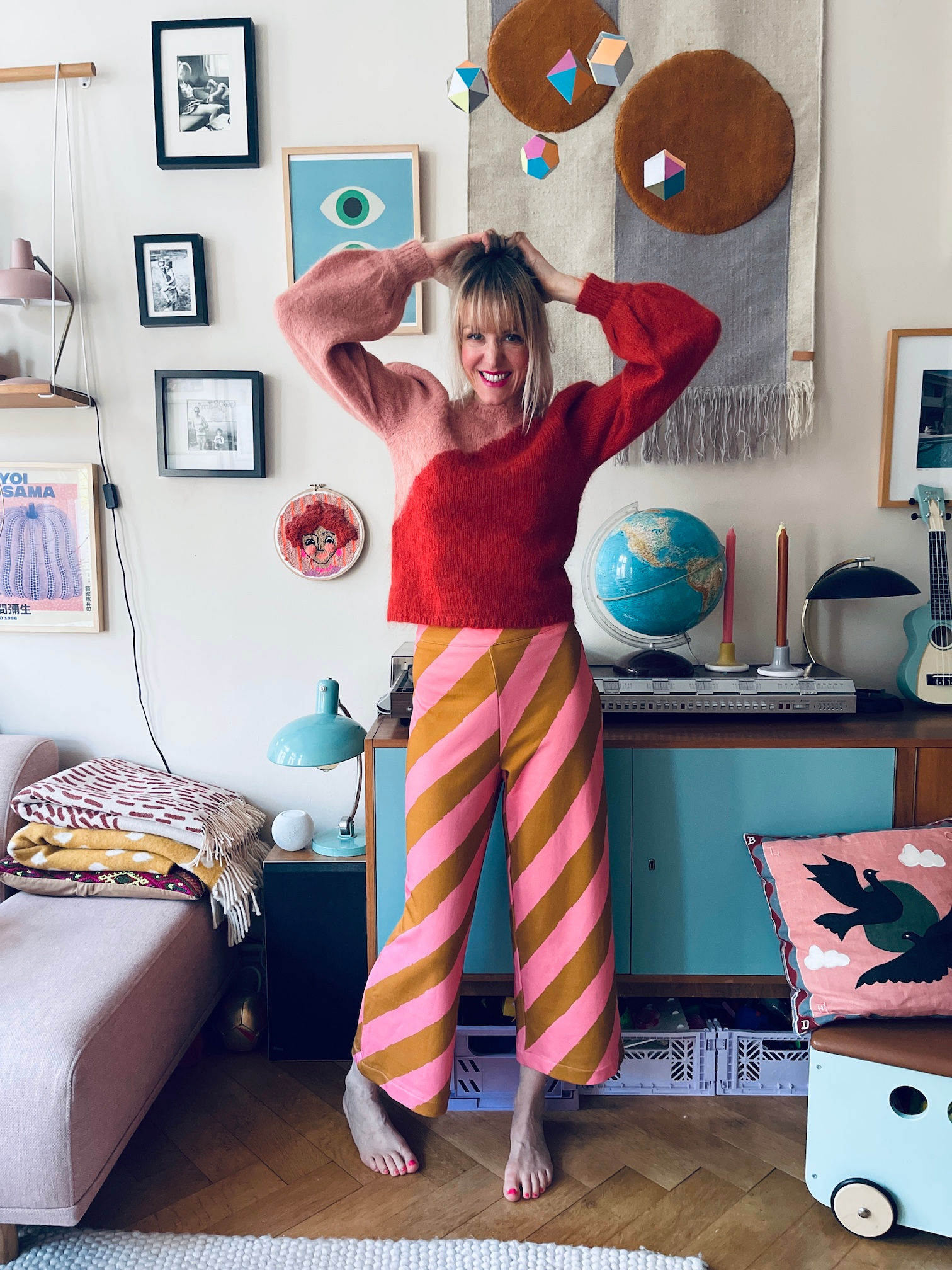 SALE 40! Gr. 40 Culotte Hose "BIG LOLLIPOP STRIPES" rosa ocker