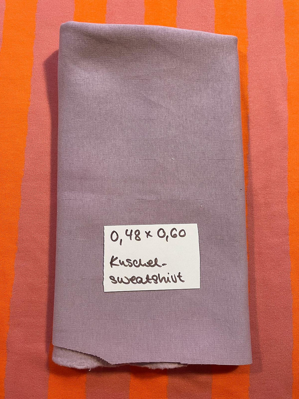 Stoffrest 0.48m x 0.60m Kuschelsweat UNI graurosa