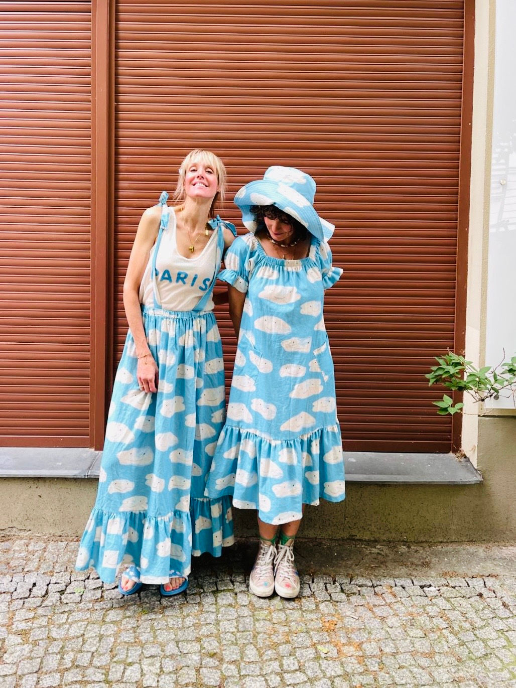 TWO IN ONE Kleid/ Rock BILBAO "HAPPY CLOUDS" hellblau mit Trägern