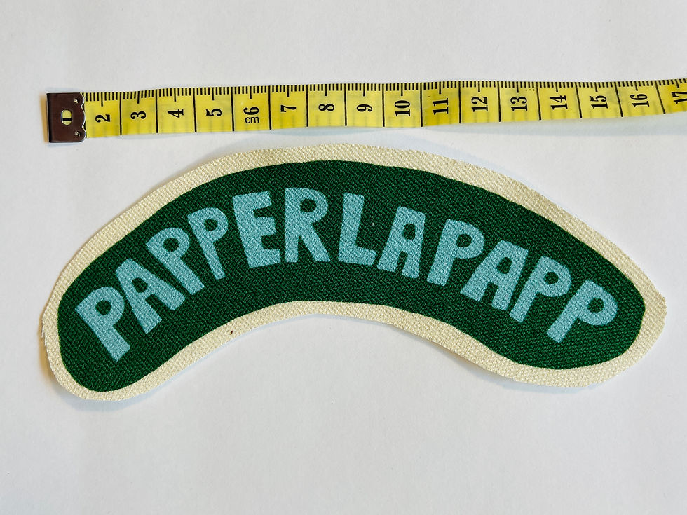 Miniaturbild: CANVAS PATCH "PAPPERLAPAPP" dunkelgrün Aufnäher Upcycling mit Bügefolie