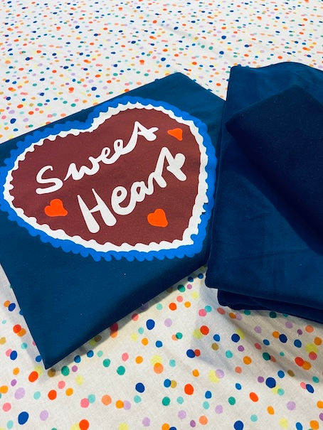 Miniaturbild: NÄHPAKET Sweatshirt "SWEETHEART" blau mit Bündchen