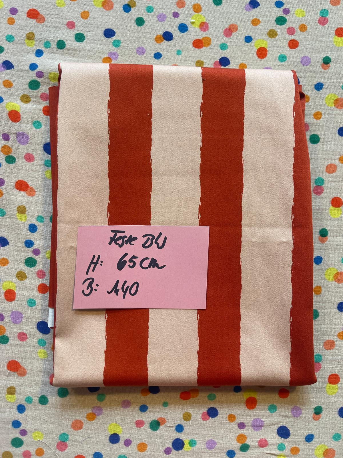 Stoffrest 0.65m x 1.40m feste Baumwolle DISCO STRIPES braun creme