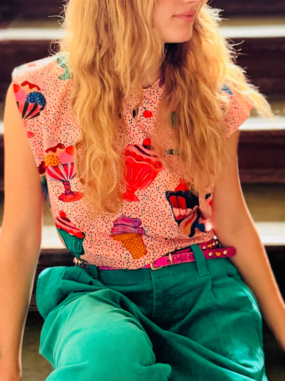 Miniaturbild: Boho Shirt lässig "THERE IS ALWAYS ROOM FOR ICE CREAM" rosa