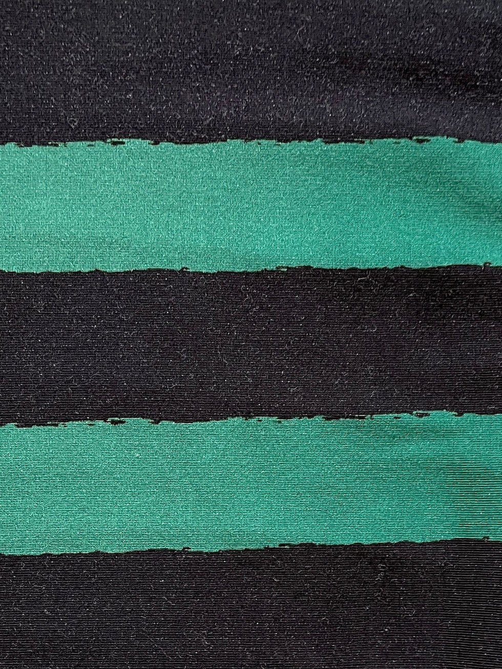 Miniaturbild: SALE 40! Meterware Kuschelsweat extra breit "DISCO STRIPES LONDON" grün schwarz