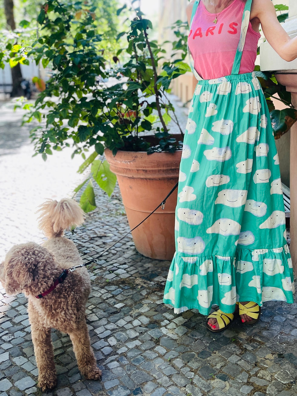 Miniaturbild: TWO IN ONE Kleid/ Rock BILBAO "HAPPY CLOUDS" minty creme mit Trägern