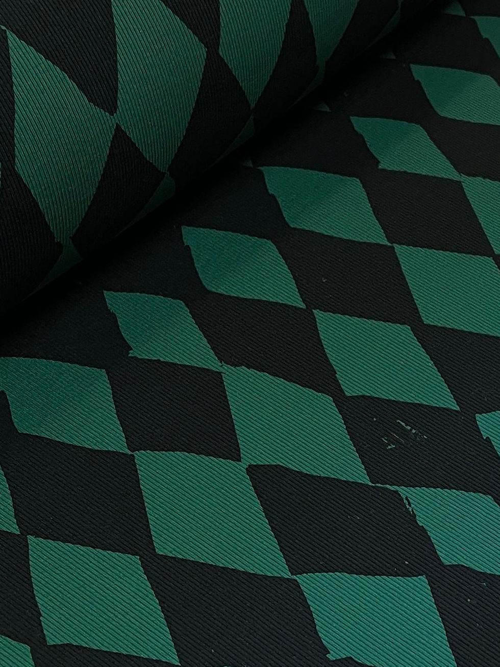 Miniaturbild: SALE! Meterware Rippjersey „HARLEKIN" grün schwarz
