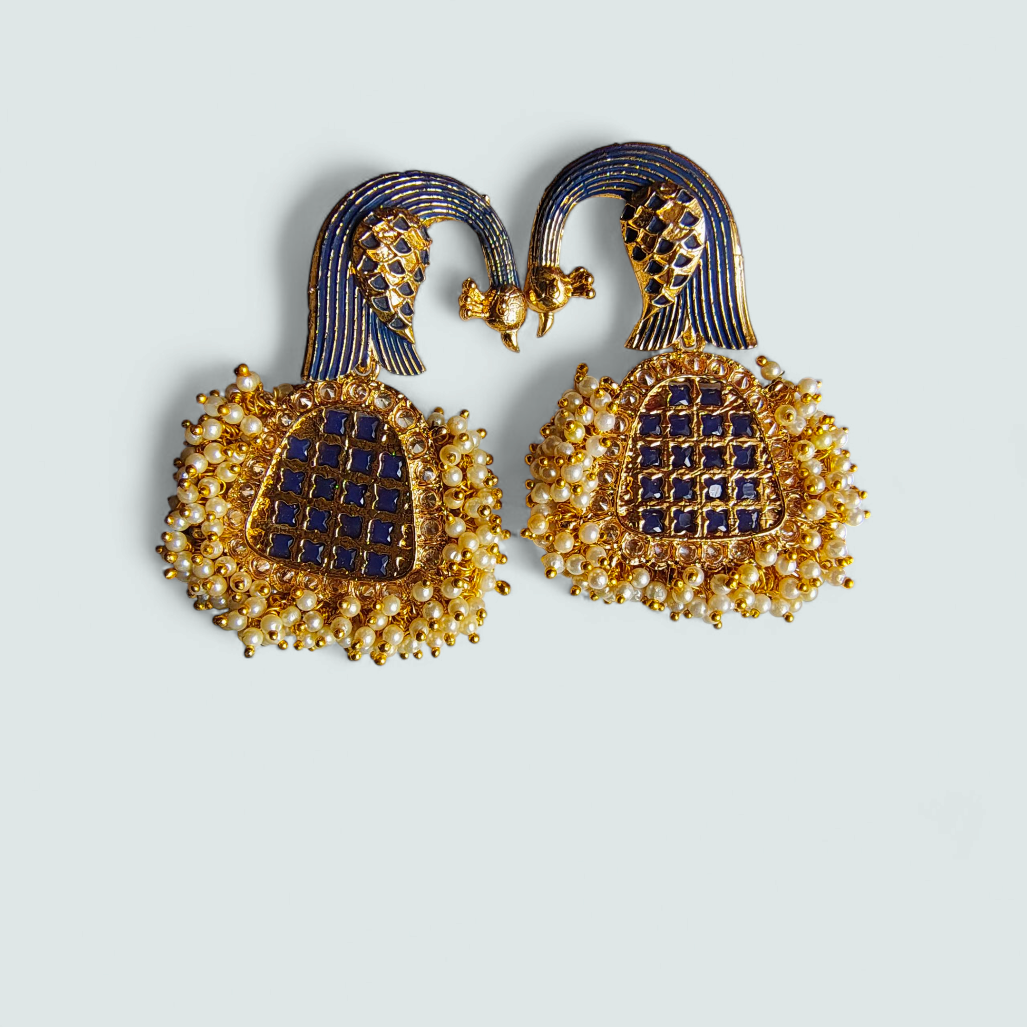 Peacock Pearl Dome Earrings
