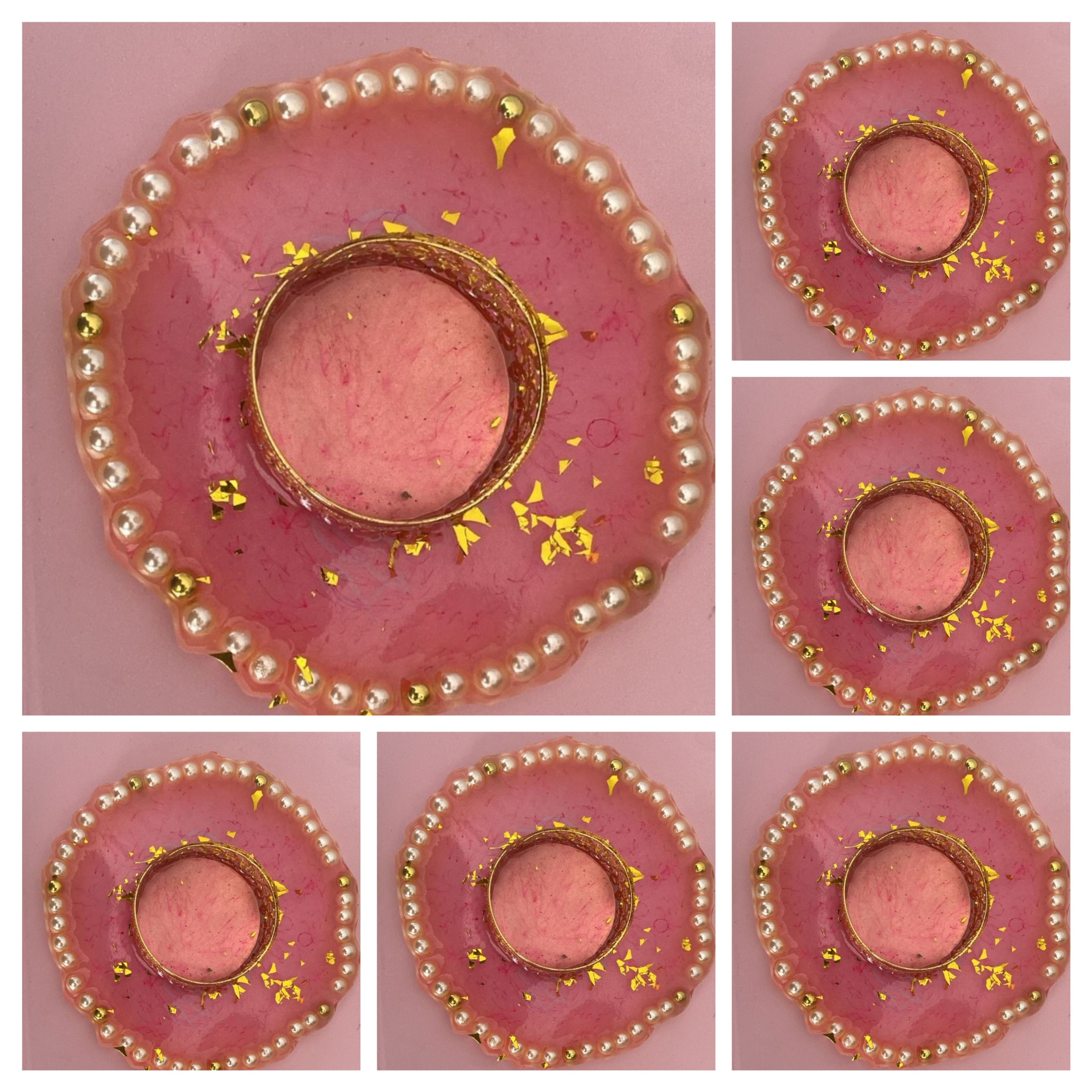 Pink resin candle holder