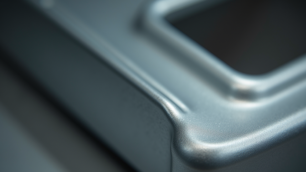 Close-up view of a powder coated metal part with smooth finish