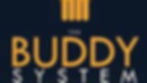 Two orange stick figures with one arm around the other on a black background. Text: "The Buddy System" with icons below.