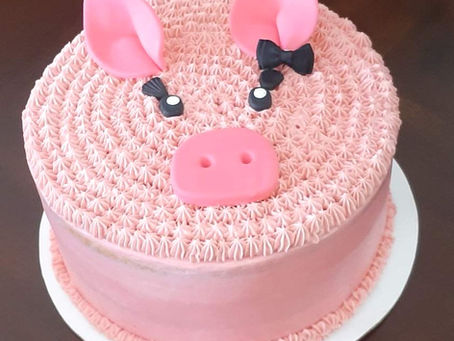 Pink Pig with Fondant Eyes, Ears, and Nose