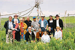 MNO participants at Elder Francis Cree's Sundance Lodge at Buffalo Lodge Lake