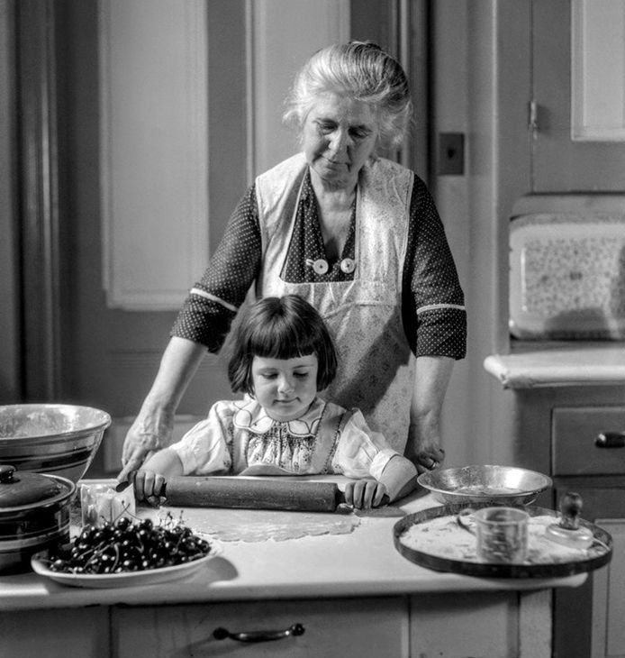grandmather teaching cooking