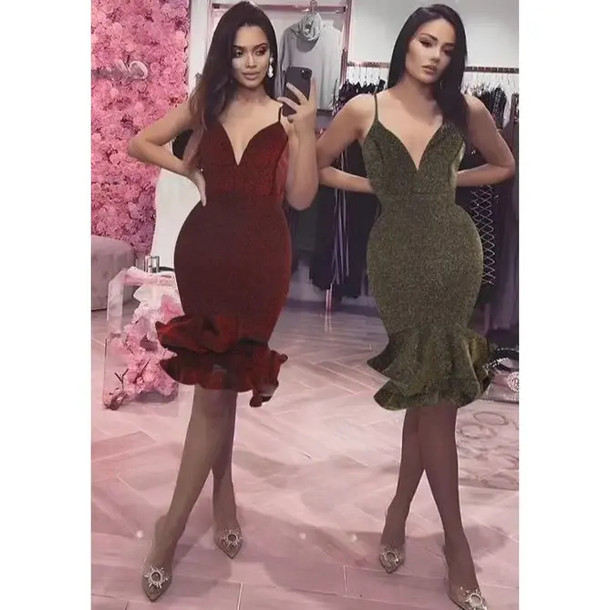 Sexy Sparkly Sleeveless Ruffled Dress