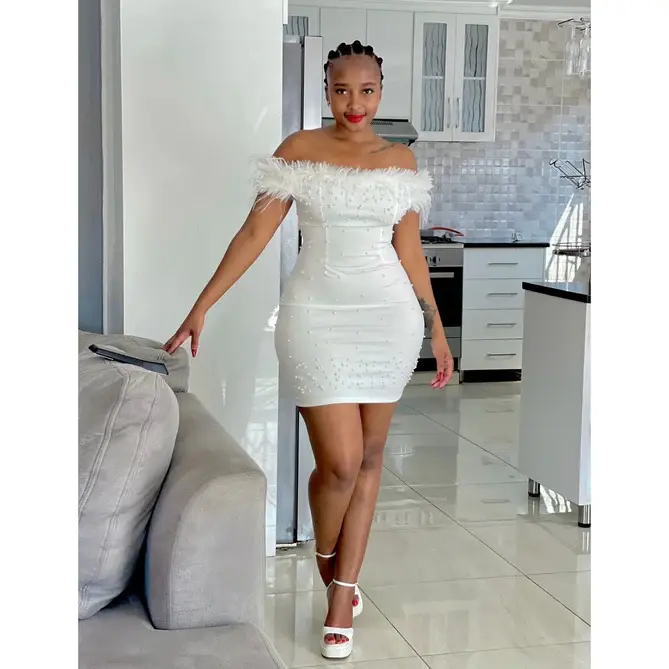 Elegant Off Shoulder Feather Mini Dress