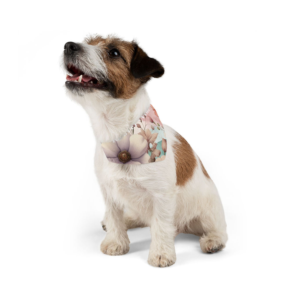 Thumbnail:  Personalized Pet Bandana Collar - Custom Floral Design for Dogs