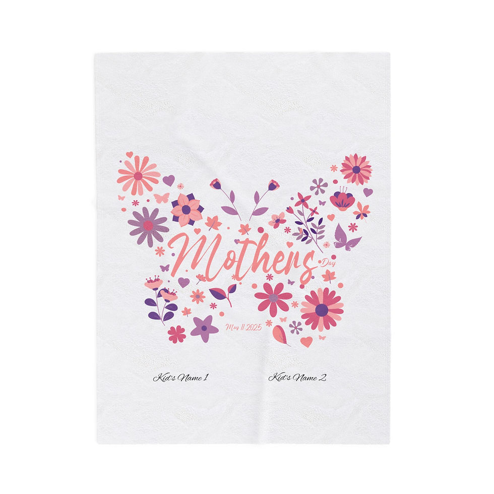 Thumbnail: Floral Mother’s Day Velveteen Plush Blanket - Cozy Gift for Moms