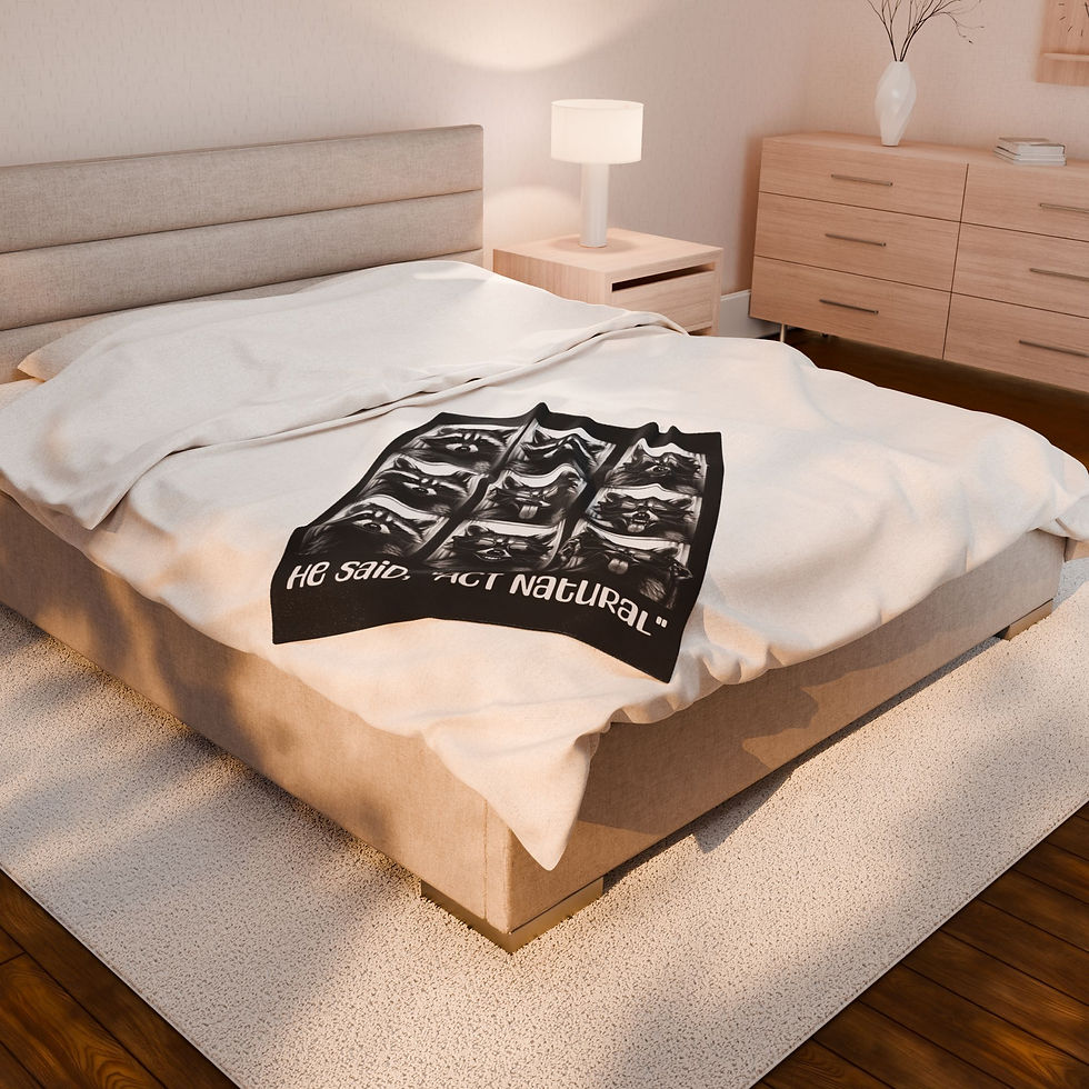 Thumbnail: He Said, 'Act Natural' Velveteen Plush Blanket – Cozy Raccoon for Home & Gift