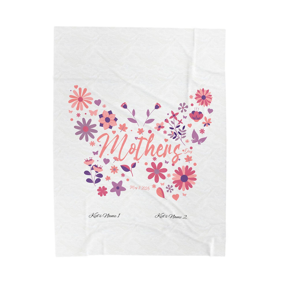 Thumbnail: Floral Mother’s Day Velveteen Plush Blanket - Cozy Gift for Moms