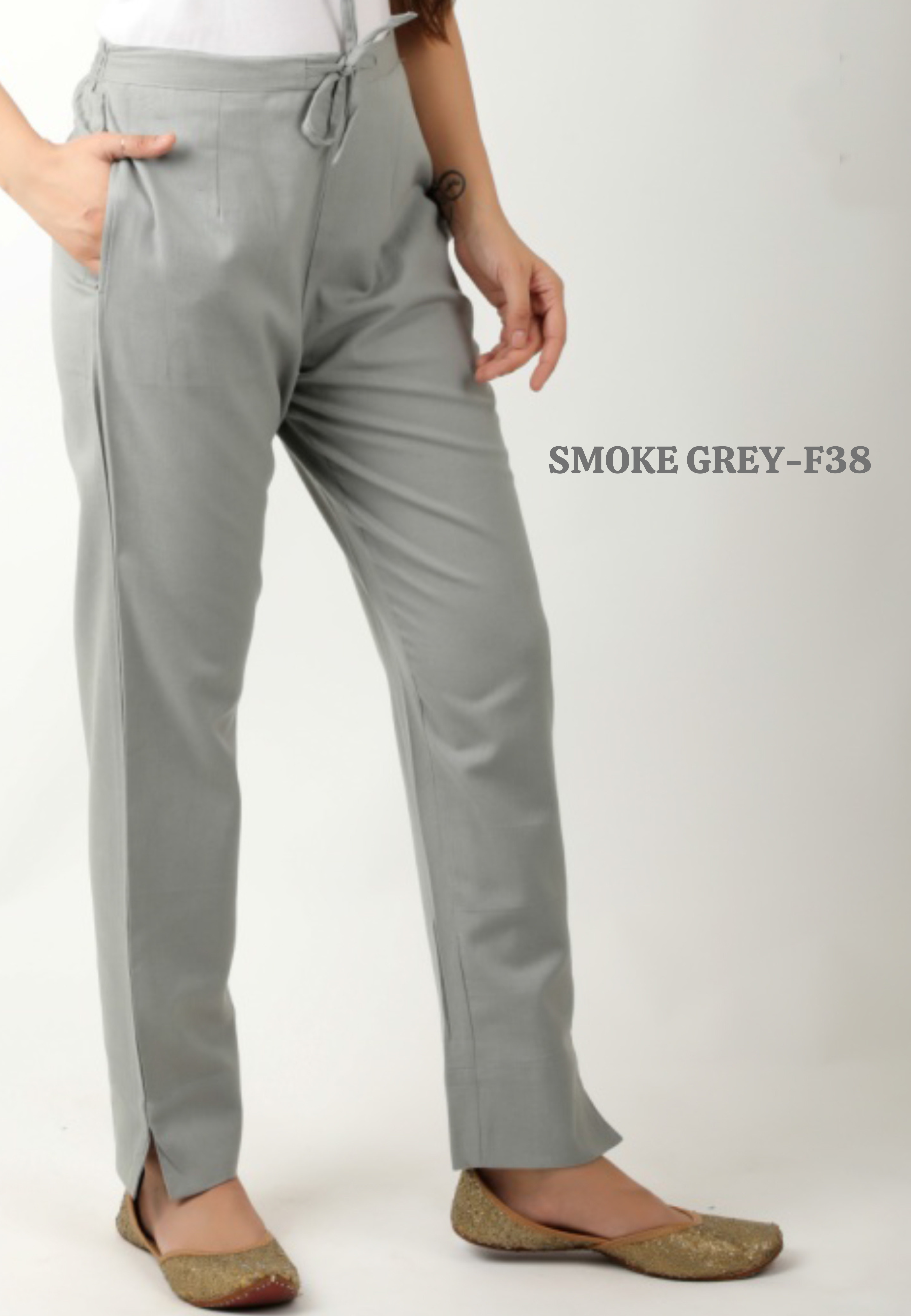 STRAIGHT FIT Cotton Flex Pant - SMOKE GREY - F38