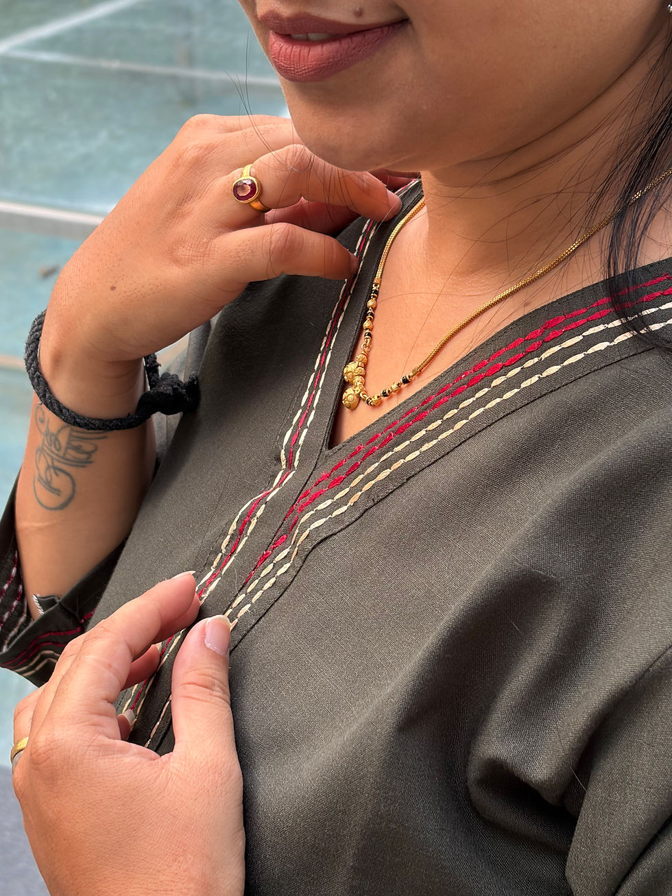 Thumbnail: Elegant Yoke Embroidered Long Kurti