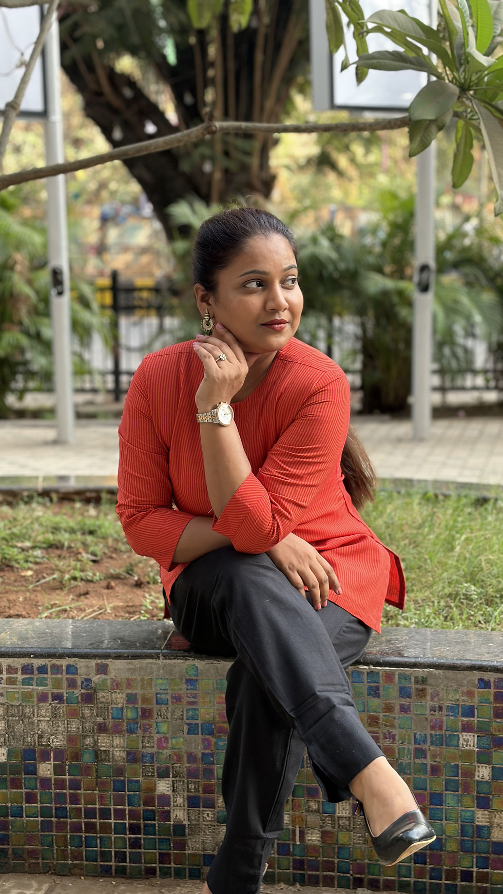 Thumbnail: Natural Cotton Stripe Shirt Style Short Kurti