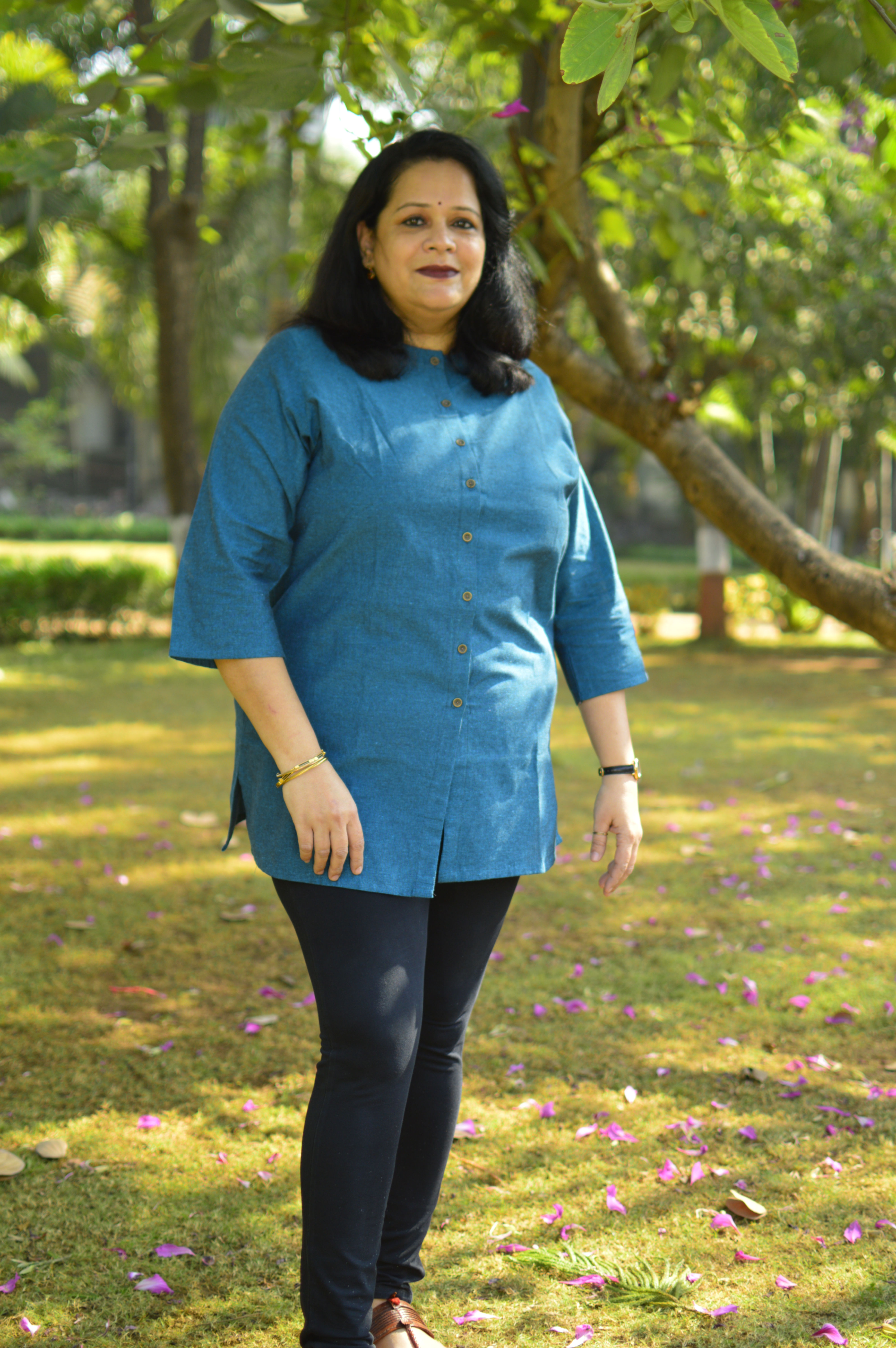 MYLA Turquoise Blue Shirt Stlye Short Kurti