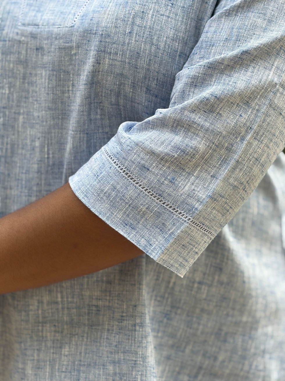 Thumbnail: Natural Cotton Mandarin Collar Short Kurti